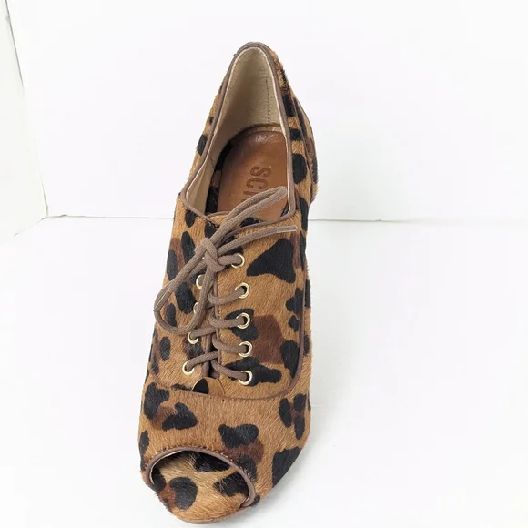 SCHUTZ Leopard Peep Toe Heels - Picture 3 of 16